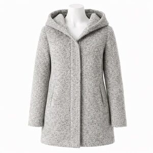 Size M Only Women’s Boiled Wool Hooded Coat Grey Winter Jacket Minimalist Warm
